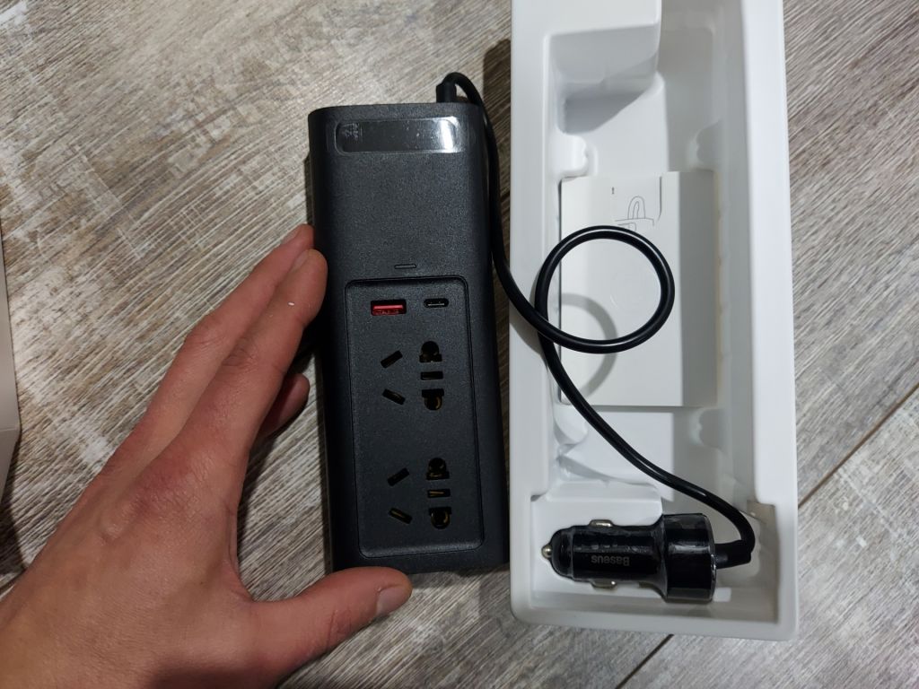 Автомобільний інвертор Baseus 150W 220V CN EU Black, зарядка apple MacBook iphone - фото фото фото 4