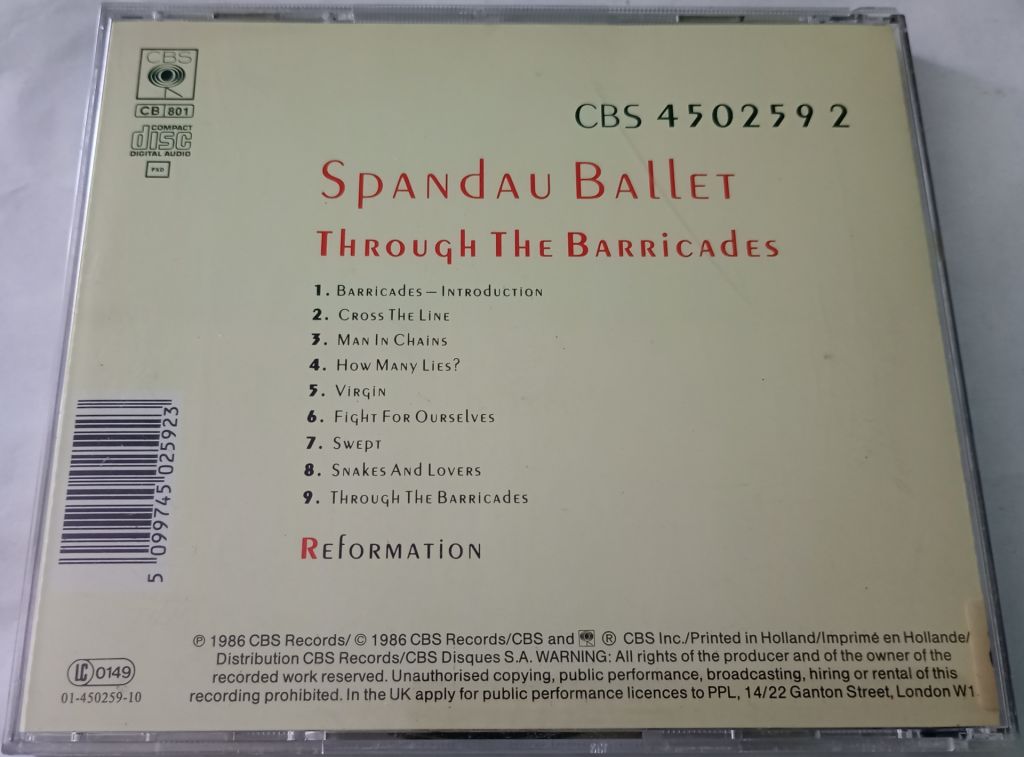 SPANDAU BALLET Through The Barricades CD UK &amp; Europe - фото фото фото 2