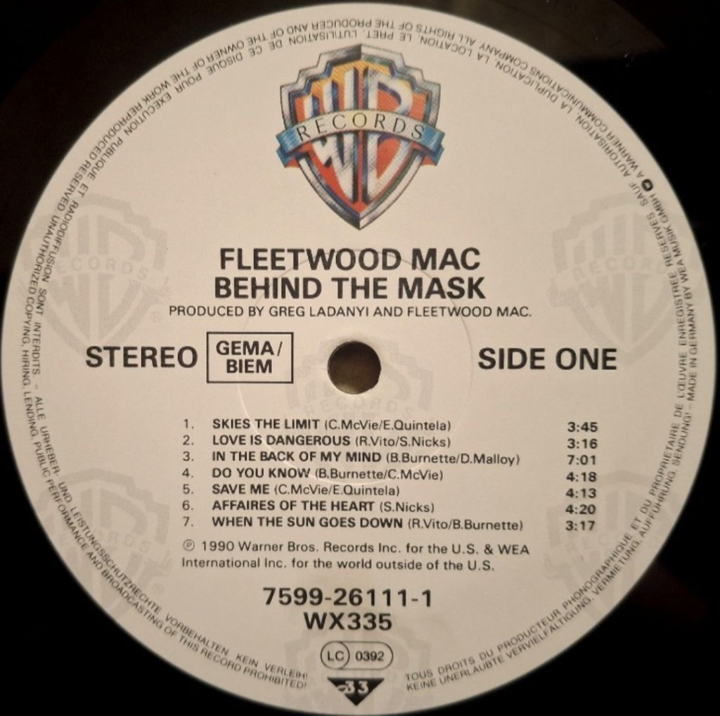 Fleetwood Mac - Behind The Mask - 1990.  (LP). 12. Vinyl. Пластинка. Germany. - фото фото фото 5