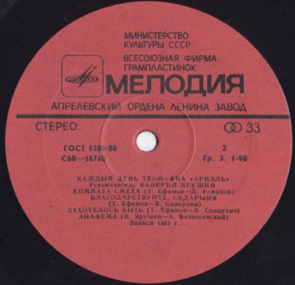 ВИА Ариэль - Каждый День Твой - 1981.    (LP). 12. Vinyl. Пластинка. Mint. - фото фото фото 3