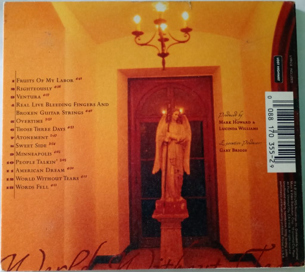 LUCINDA WILLIAMS World Without Tears  CD US - фото фото фото 2