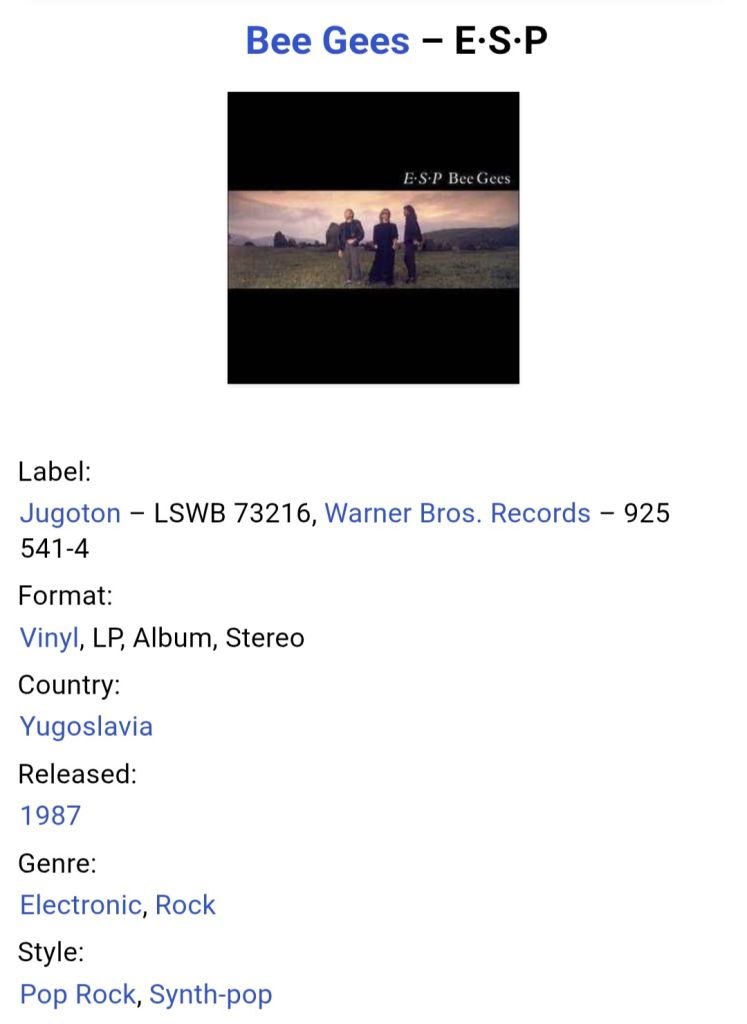 Bee Gees - E.S.P. - 1987.  (LP). 12. Vinyl. Пластинка. Yugoslavia. - фото фото фото 6