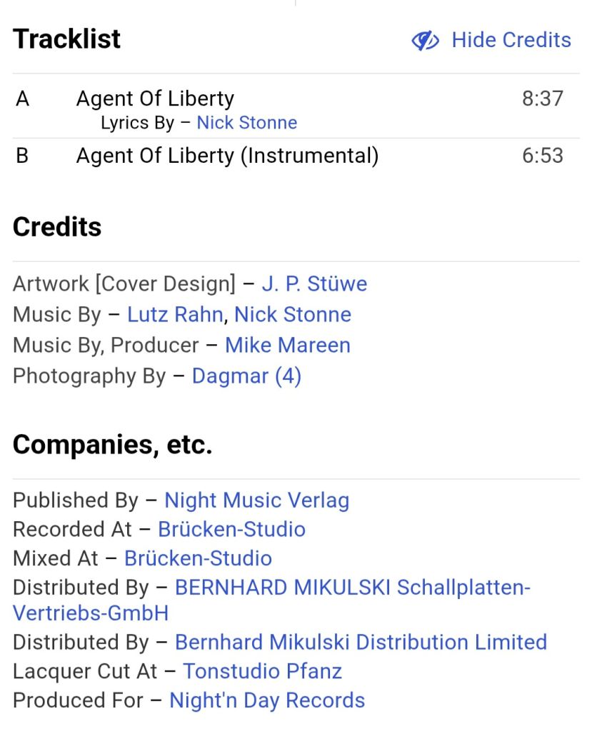 Mike Mareen - Agent Of Liberty - 1986.  (EP). 12. Vinyl. Пластинка. Germany. - фото фото фото 5