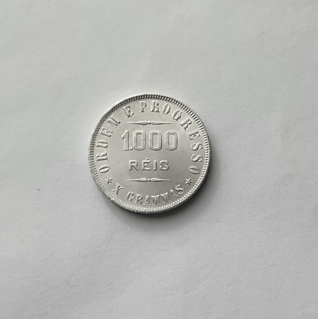 1000 РЕЙС БРАЗИЛИЯ 1906 состояние UNC серебро РЕДКАЯ!!! - фото фото фото 1