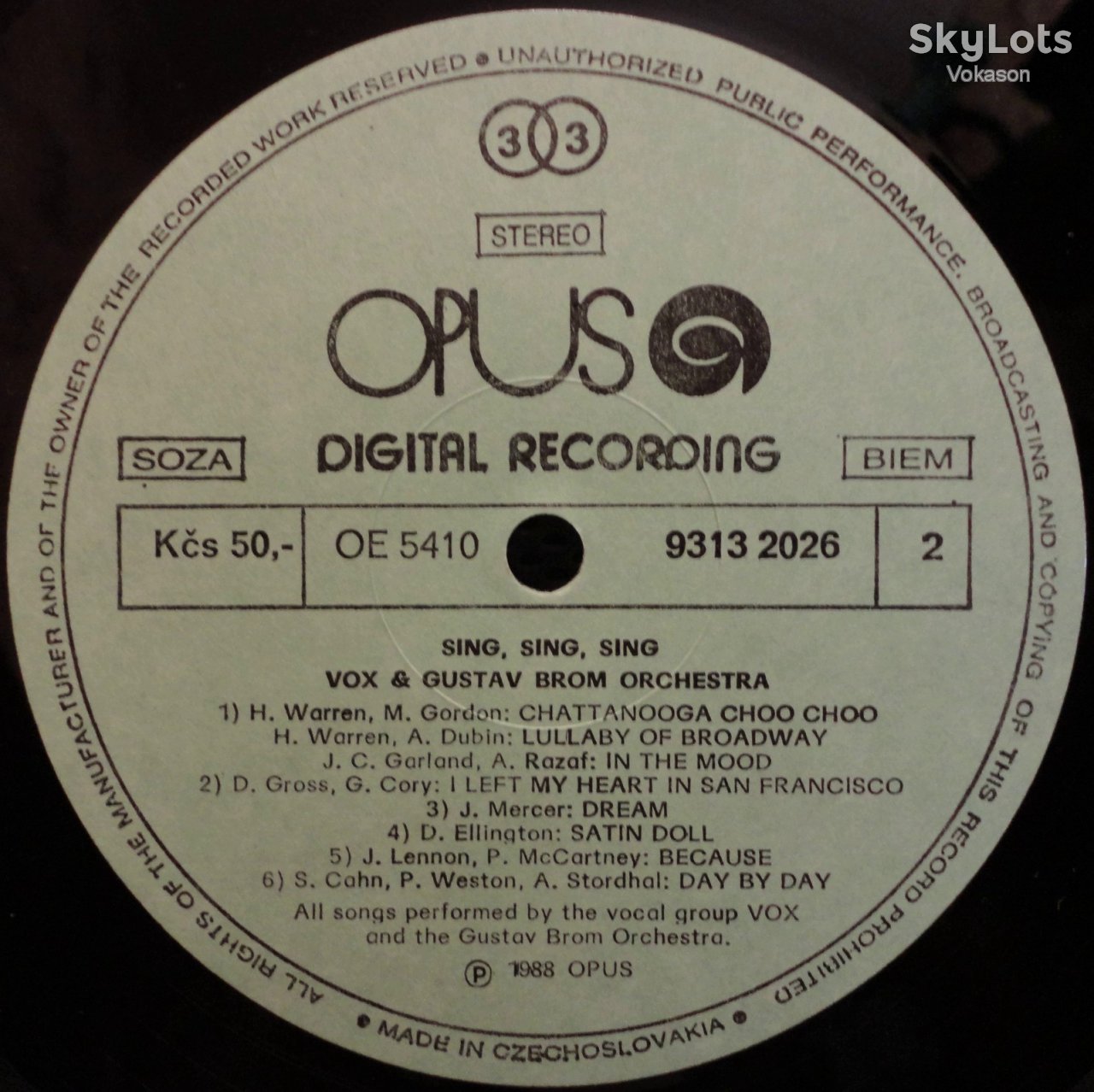 VOX &amp; Gustav Brom Orchestra - Sing Sing Sing  NM+/Mint - фото фото фото 3
