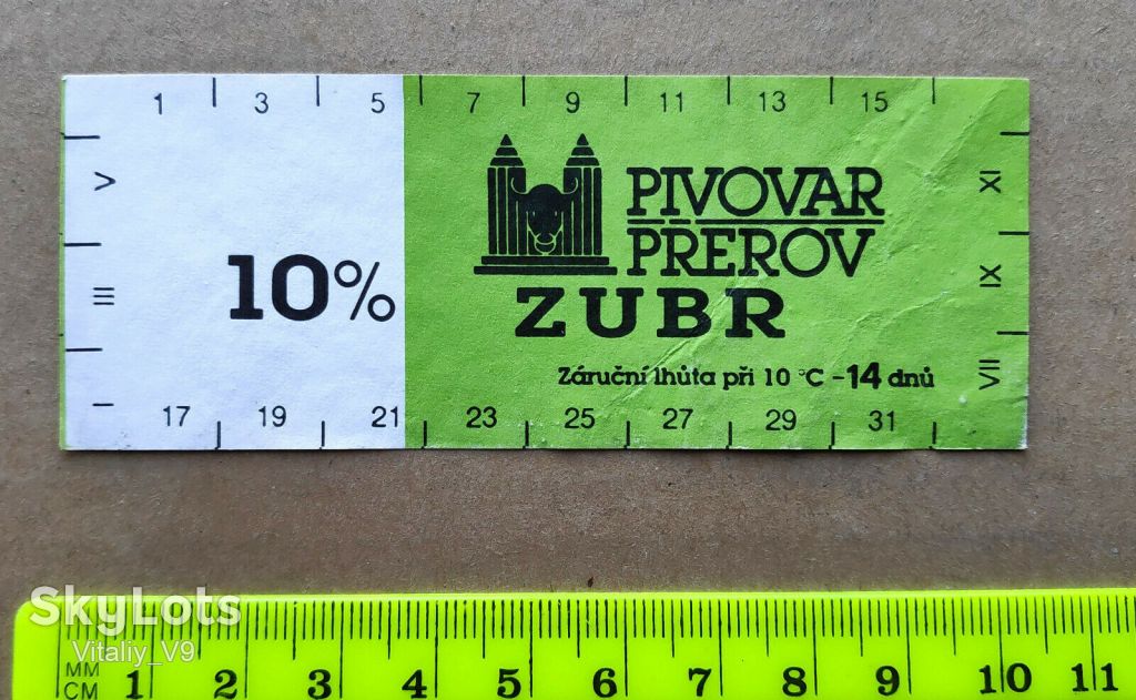 Этикетка пивная ZUBR 10%. Чехия. - фото фото фото 1