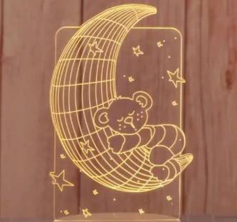 Нічник світильник багатобарвний 3d ведмедик на Місяці з додатковою пластиною-русський військовий кор - фото фото фото 2