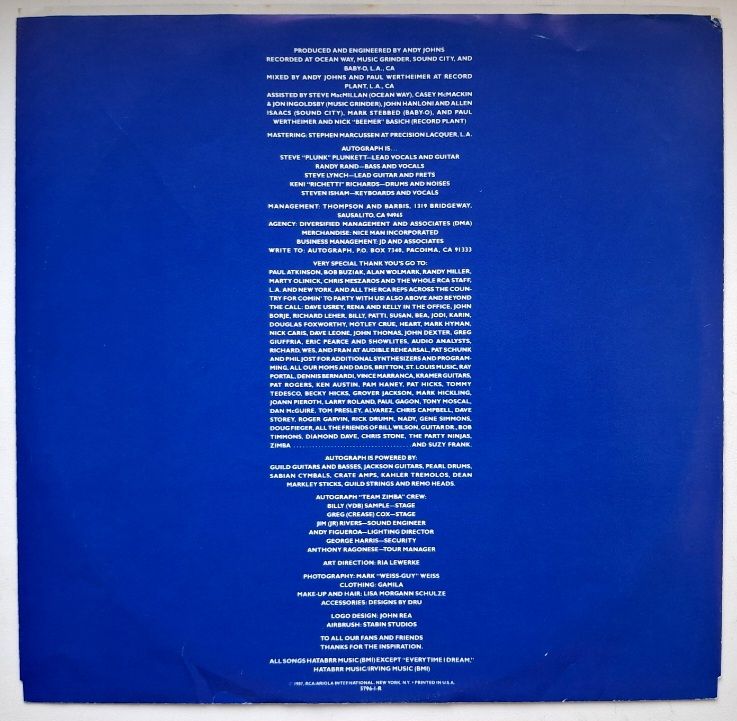 Autograph - Loud And Clear - 1987.  (LP). 12. Vinyl. Пластинка. USA. - фото фото фото 3