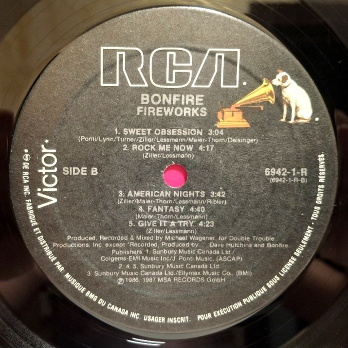 Bonfire - Fire Works - 1987.  (LP). 12. Vinyl. Пластинка. Canada. - фото фото фото 3