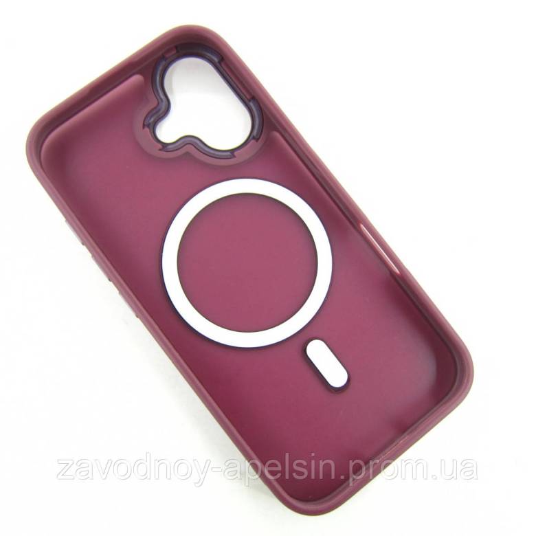 IPhone 16 Чехол матовый Магнит TPU+PC (бордовый) - фото фото фото 1