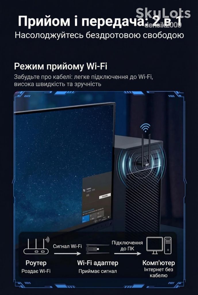 Wi-Fi адаптер дводіапазонний UGREEN CM493 AC1300/USB 3.0. - фото фото фото 3