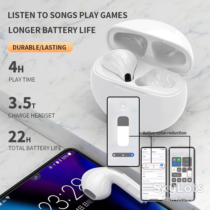 Беспроводные наушники Air Pro 6 сенсорные с кейсом Bluetooth V5.0 White / Black - фото фото фото 1
