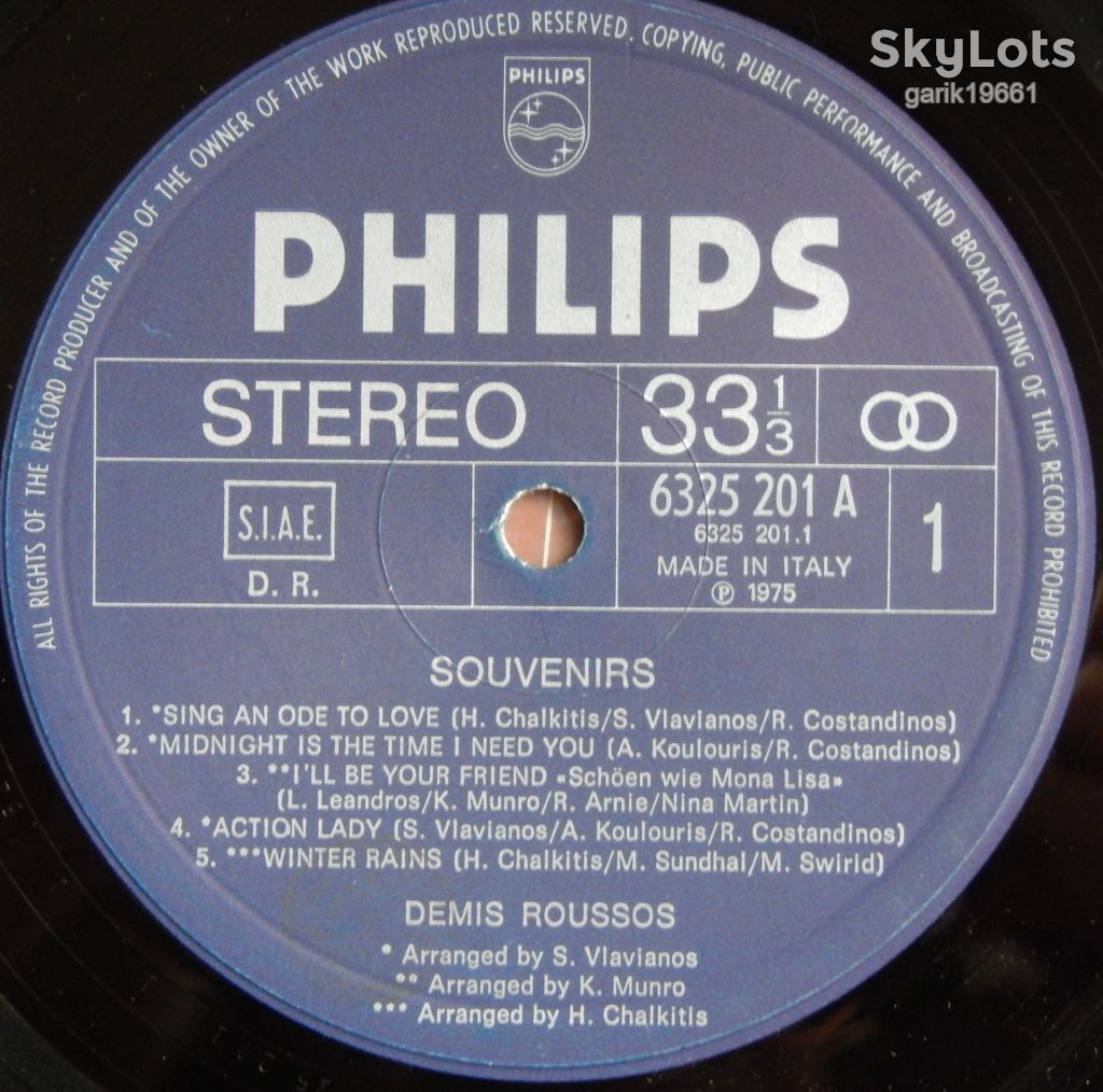 Demis Roussos – Souvenirs  (Philips – 6325 201 A, Italy) EX/EX+ - фото фото фото 2