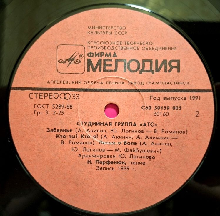 А.Т.С. - Забвение - 1989.  (LP). 12. Vinyl. Пластинка. - фото фото фото 3