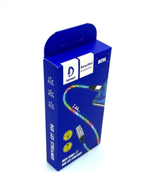 USB кабель, що світиться DENMEN D25L 2.4A RGB LED Lightning - фото фото фото 0
