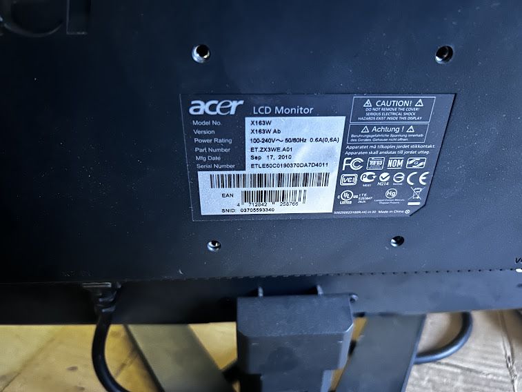 Широкоформатный ЖК-монитор 16 дюймов Acer X163W Ab № 252801109 - фото фото фото 3