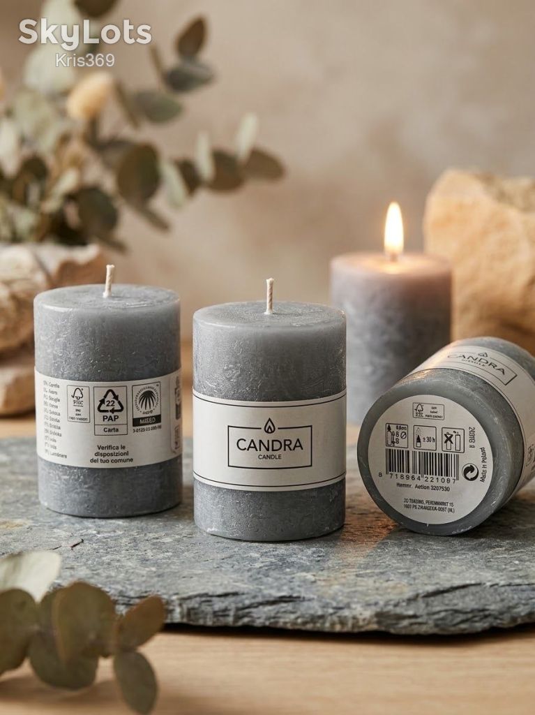 Свічка інтер'єрна фактурна CANDRA Candle  (6.8×8 см, 30 год) - фото фото фото 0