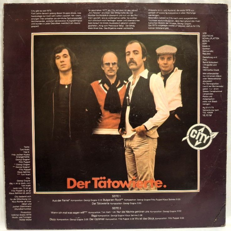 City - Der Tätowierte - 1979.  (LP). 12. Vinyl. Пластинка. Germany. - фото фото фото 1