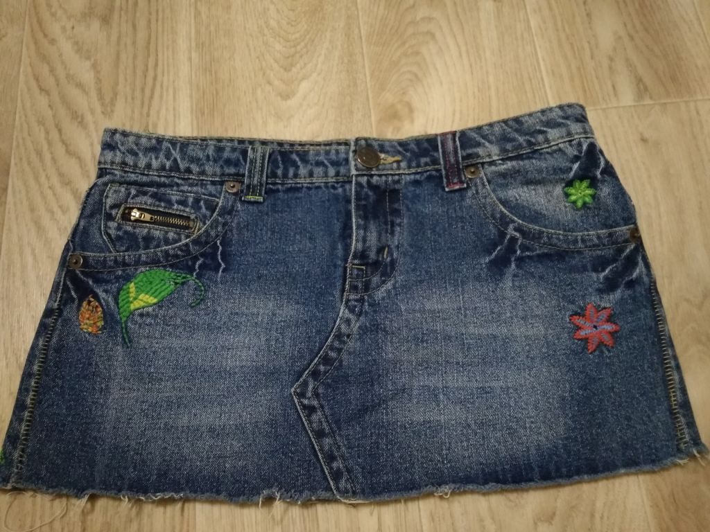 Юбка джинс с вышивкой Denim ,46р - фото фото фото 1