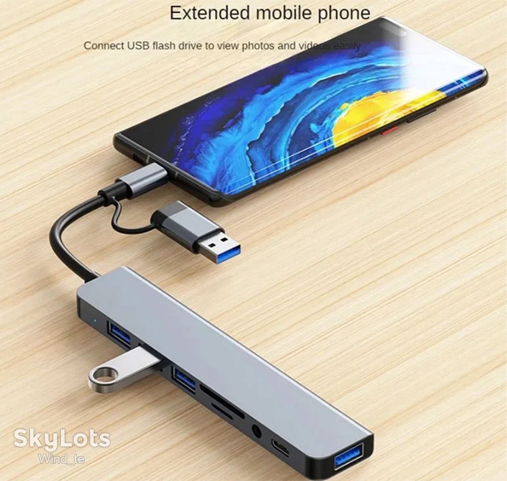 Металевий Type-C USB хаб док-станція 8в2  ( докстанция ) - фото фото фото 6
