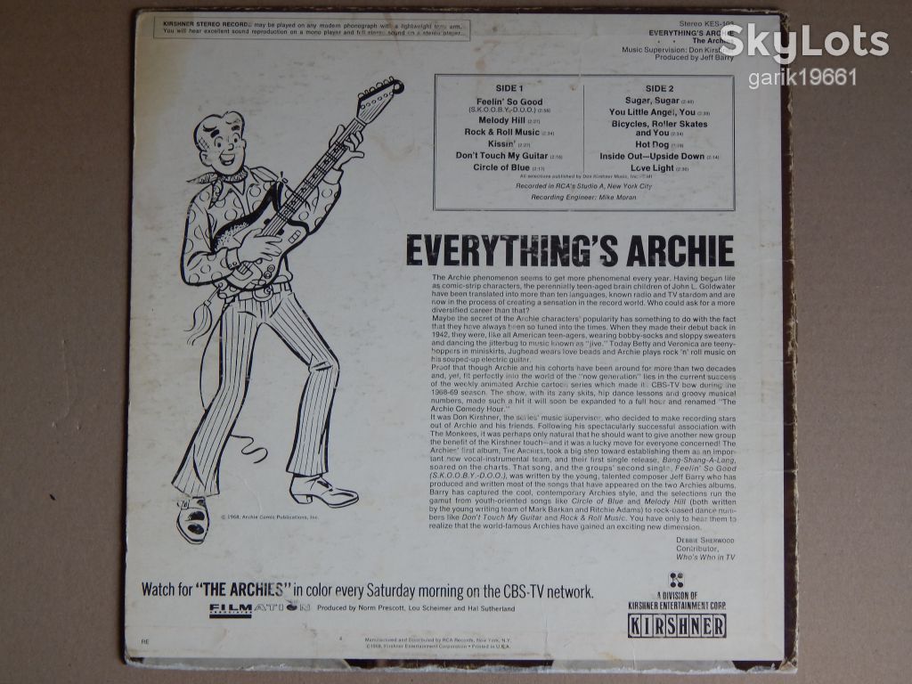 The Archies ‎– Everything's Archie   (Calendar ‎– KES-103, US) VG+/EX - фото фото фото 1