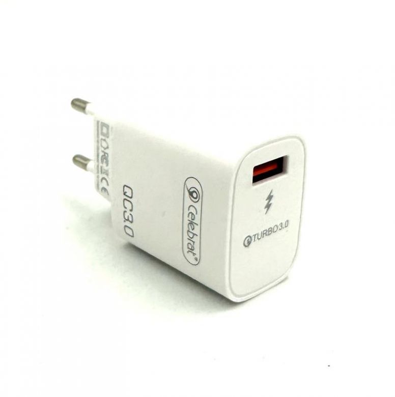Зарядний пристрій CELEBRAT C-H2-EU 18W Turbo QC3.0 1USB Біле - фото фото фото 1