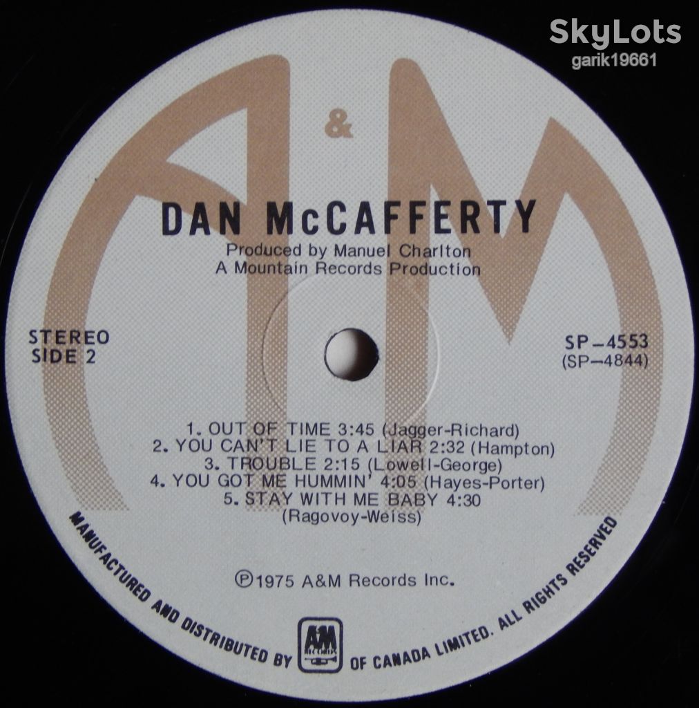 Dan McCafferty – Dan McCafferty  (A&amp;M Records – SP-4553, Canada) EX/NM- - фото фото фото 3