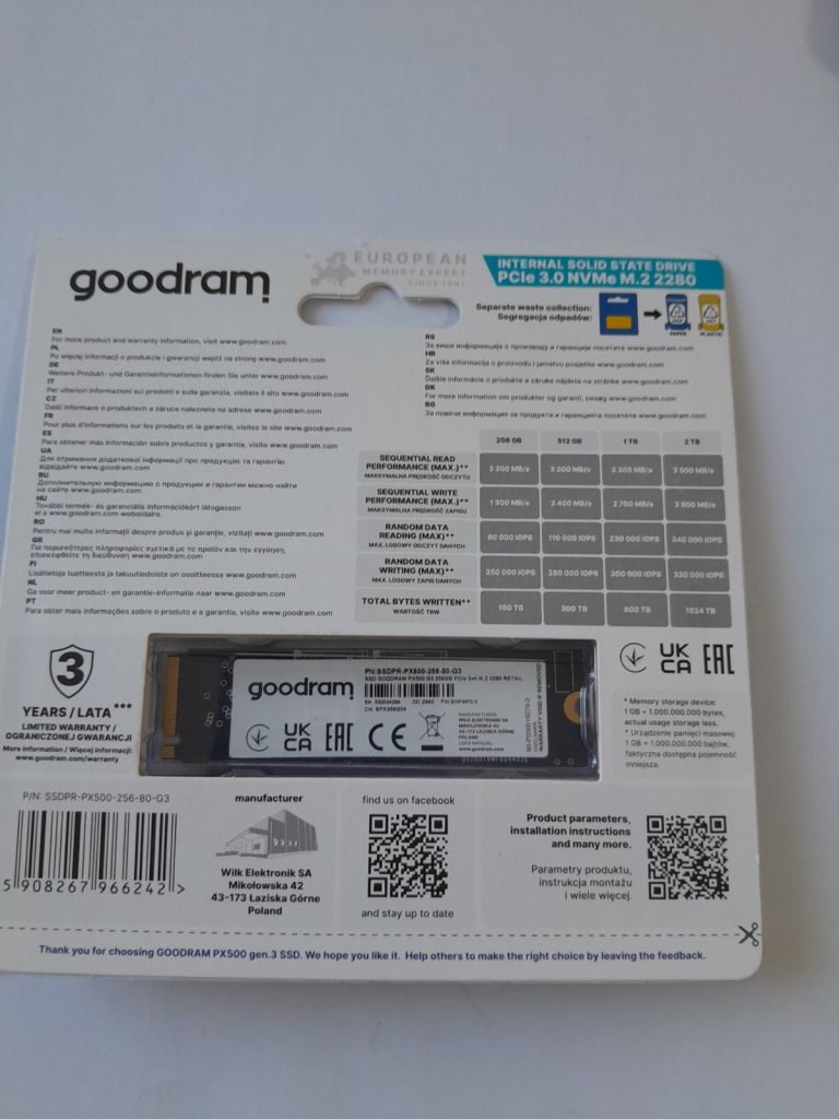 SSD M.2 Goodram PX500 256 Gb новий - фото фото фото 1