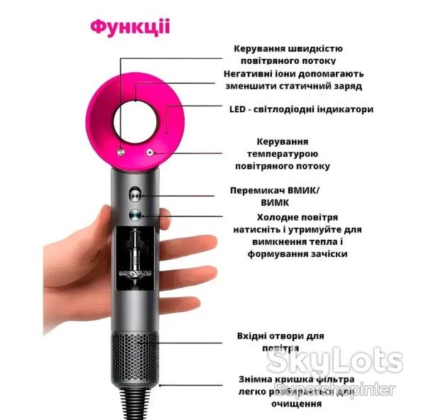 Фен для волос Super Hair Dryer, 1600 Вт, с турбо режимом и ионизацией - фото фото фото 7