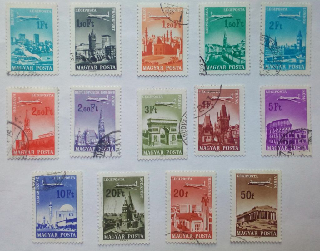 Венгрия 1966-68 Авиапочта, города, самолеты, гашеные  (КЦ=6 евро) - фото фото фото 0