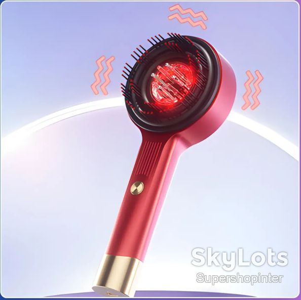 Массажная расческа для кожи головы с LED-подсветкой и подачей масла TV-SH-05/XC-901 Красный - фото фото фото 3