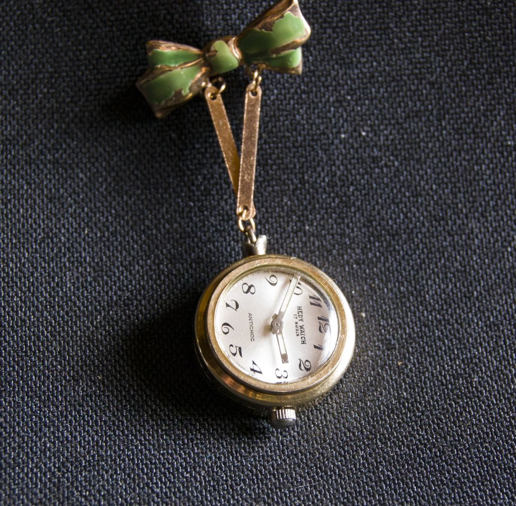 ⏰Винтажная  брошь-часы с эмалью Hedy Watch. Art Deko.1950г.Швейцария. - фото фото фото 3