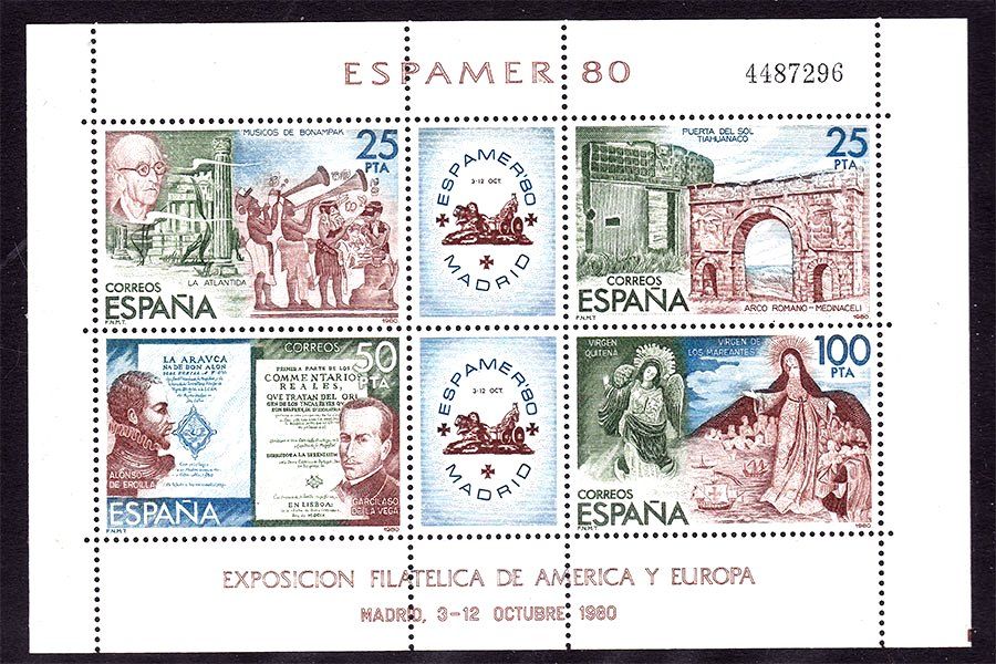 EU  Испания  1980 г MNH  - блок - личности - фото фото фото 0