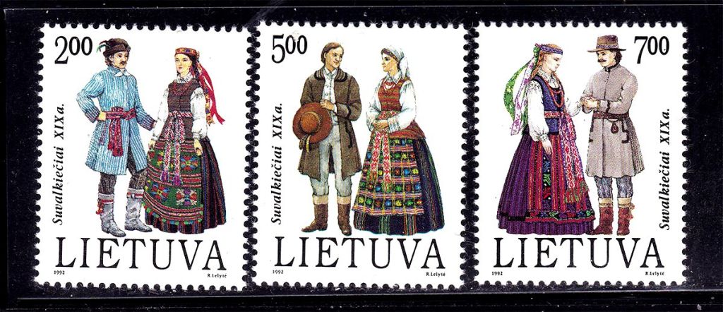Литва 1992 г  MNH - национальные костюмы - фото фото фото 0