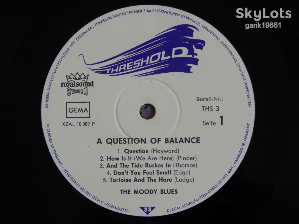 The Moody Blues ‎– A Question Of Balance   (Threshold ‎– THS 3, Germany) EX+/EX+ - фото фото фото 3