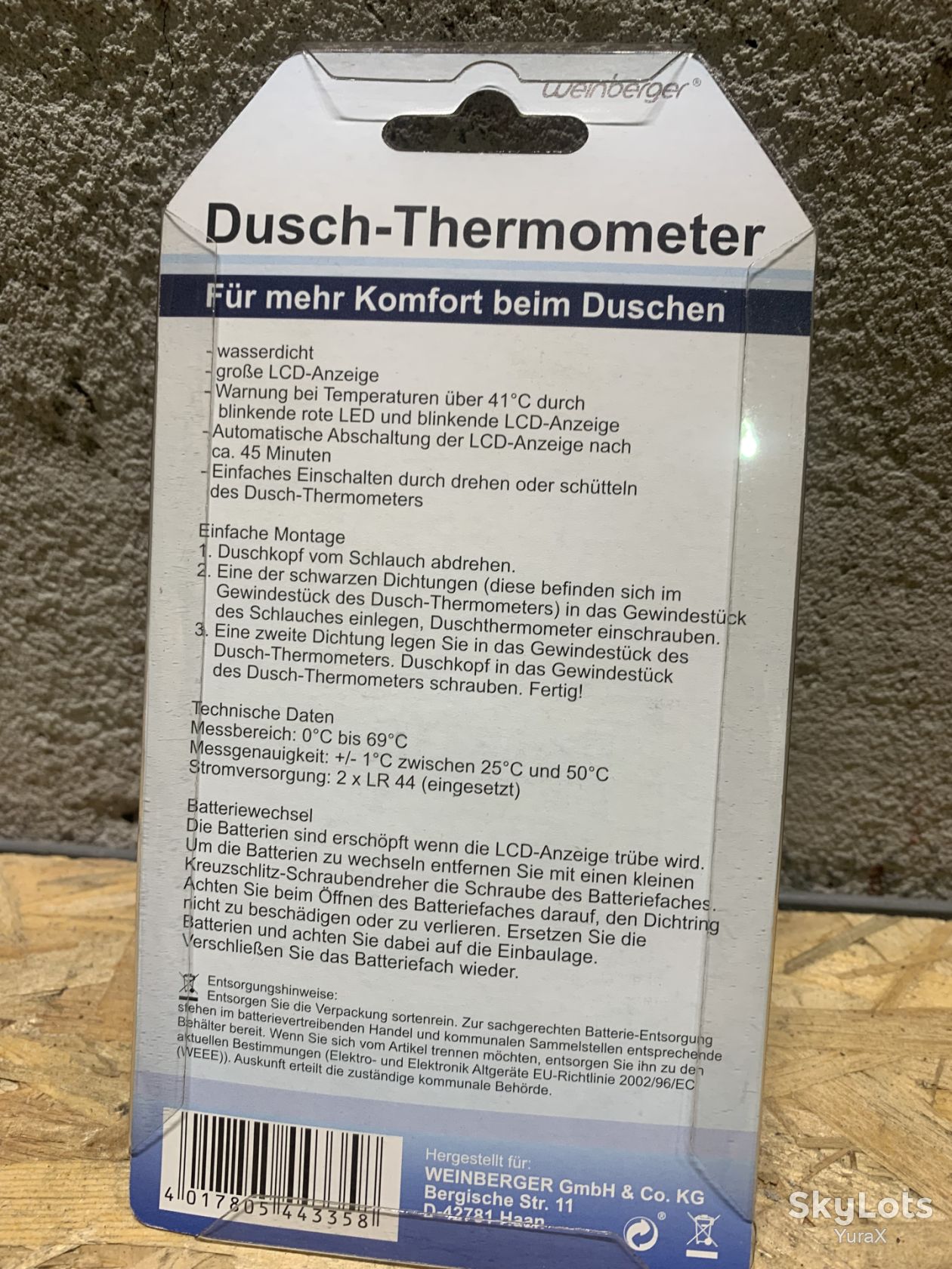 Цифровой насадочный термометр для душа  Dusch-Thermometer Weinberger от 1 грн - фото фото фото 3