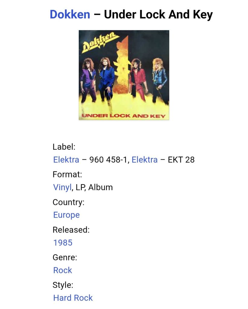Dokken - Under Lock And Key - 1985.  (LP). 12. Vinyl. Пластинка. Germany. - фото фото фото 6