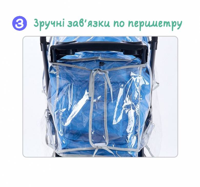 Дождевик универсальный LELIK для детских колясок с окошком размер M - фото фото фото 4