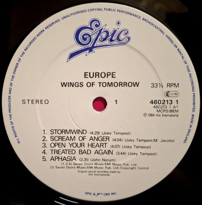 Europe - Wings Of Tomorrow - 1984.  (LP). 12. Vinyl. Пластинка. UK. - фото фото фото 5