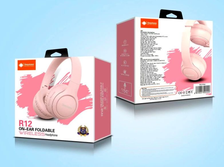 Наушники Bluetooth DEEPBASS R12 Розовые - фото фото фото 4