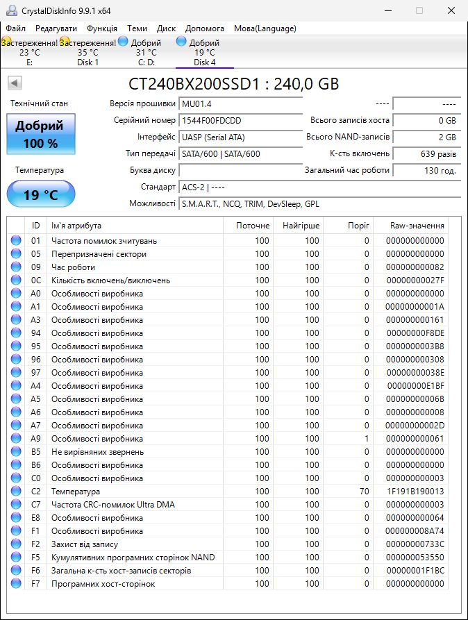 240Gb SATA 2.5" Crucial BX200 Новий стан - фото фото фото 1