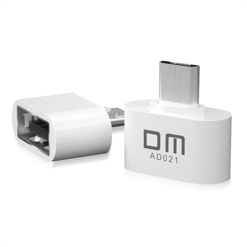 OTG переходник DM AD021 Micro USB to USB Plastic White - фото фото фото 0