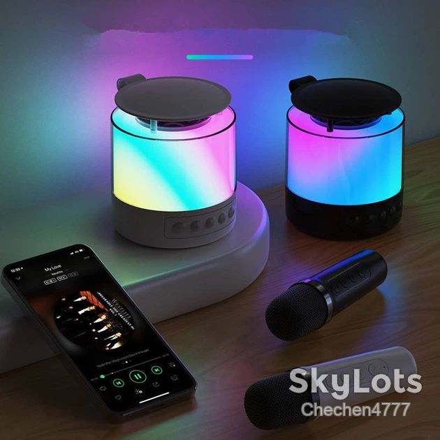 Портативна колонка   (K19)   (Bluetooth, LED, 2 мікроф.)   (Біла) - фото фото фото 6