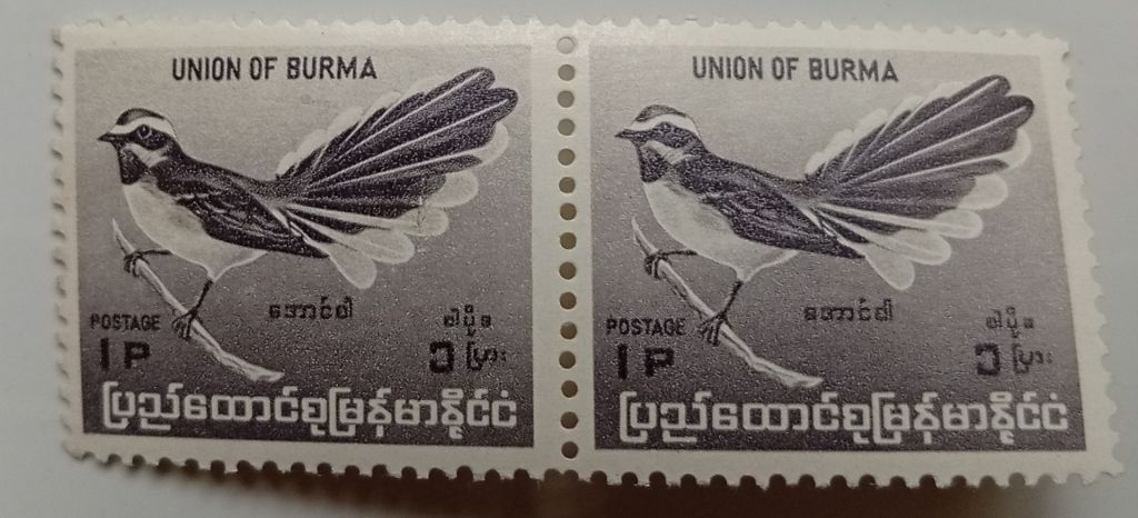 Бирма 1964 Веерохвостка, птица, сцепка, MNH - фото фото фото 0