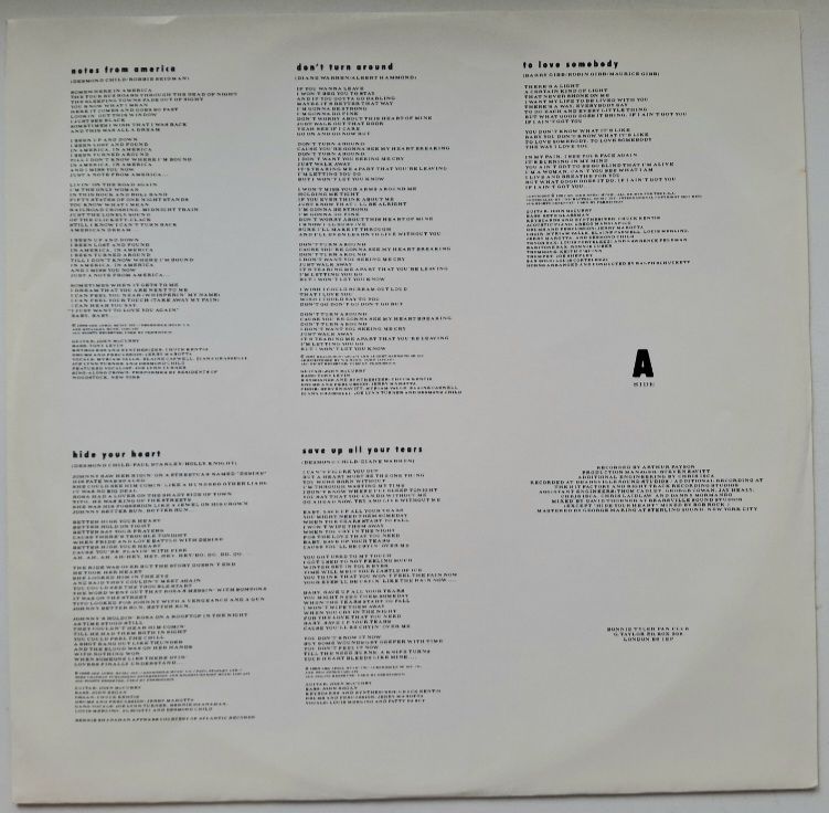 Bonnie Tyler - Notes From America - 1988.   (LP). 12. Vinyl. Пластинка. Canada. - фото фото фото 2