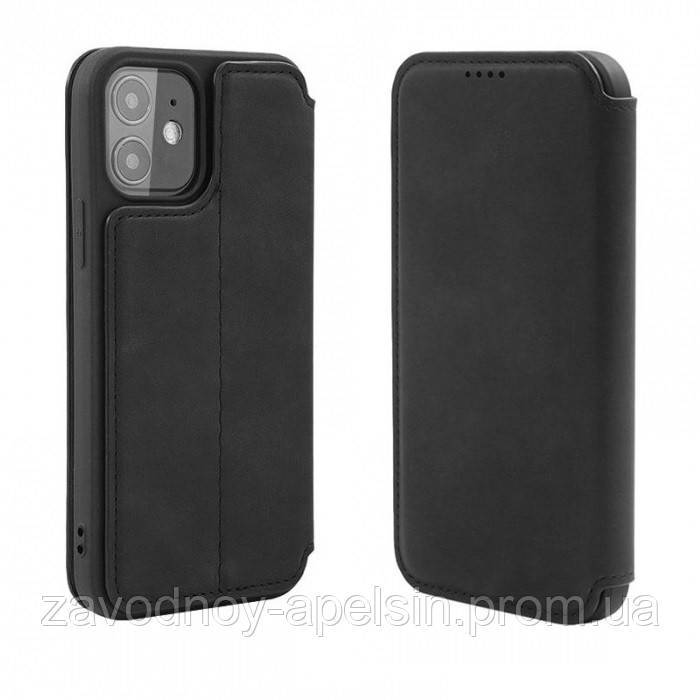 Чехол книжка iPhone 12 mini Кожаный (черный) - фото фото фото 0
