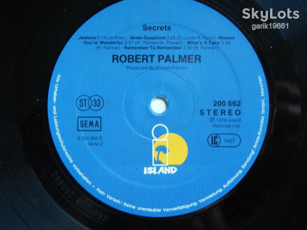 Robert Palmer ‎– Secrets   (Island Records ‎– 200 662-320, Germany) EX/EX+ - фото фото фото 3