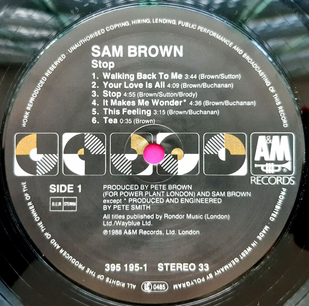 Sam Brown - Stop - 1988.   (LP). 12. Vinyl. Пластинка. Germany. Комплект - фото фото фото 7