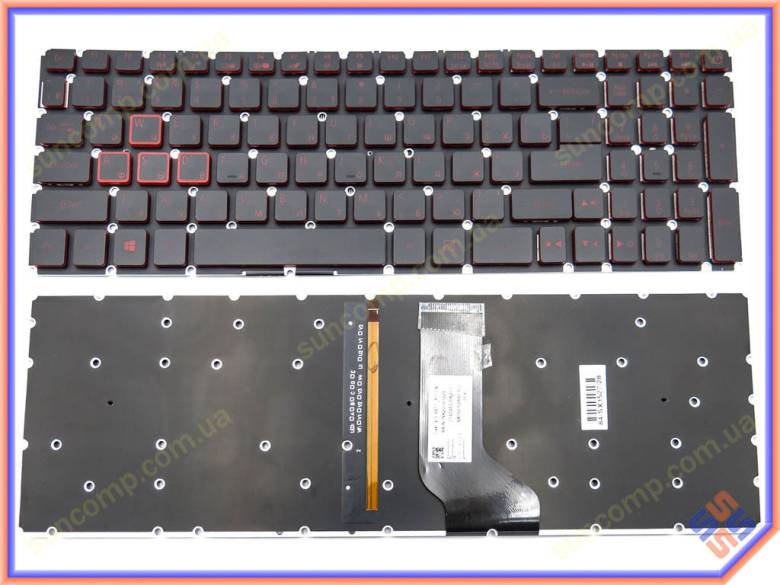 Клавиатура для ACER Nitro 5 AN515-42-R7EB AN515-42-R3H6 AN515-42-R8SH AN515-42-R5GT (RU Black, RED б - фото фото фото 0