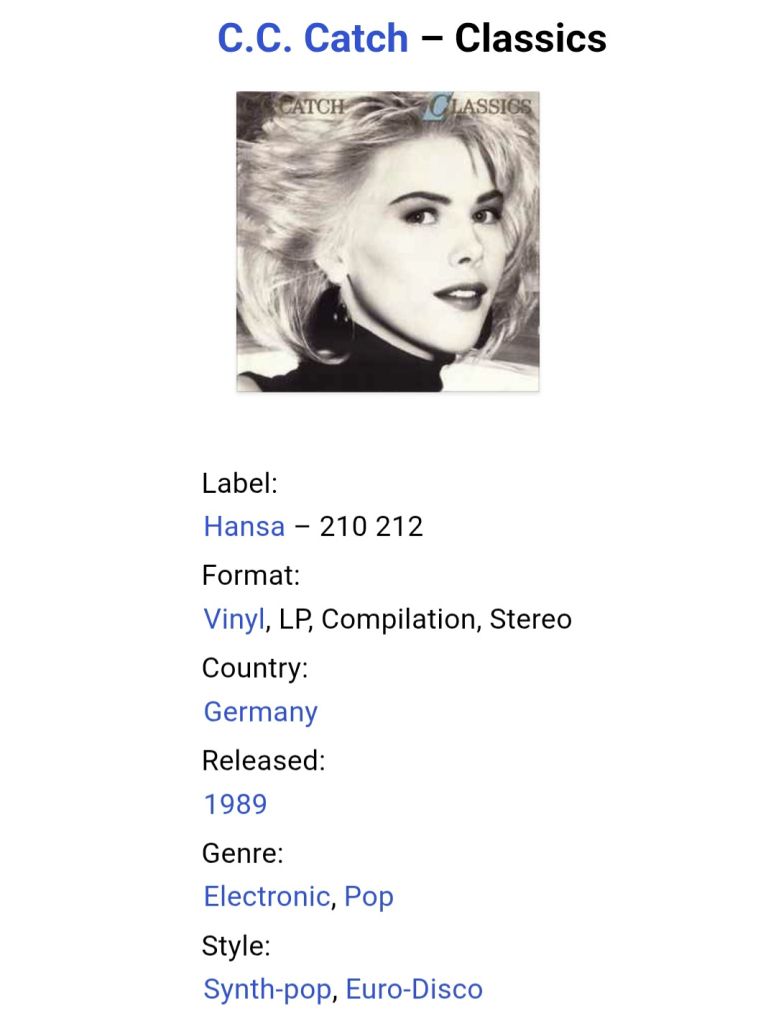 C.C. Catch - Classics - 1985-89.  (LP). 12. Vinyl. Пластинка. Germany. - фото фото фото 4